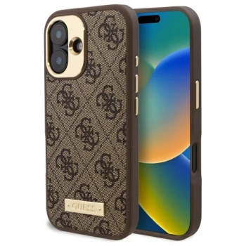 Guess GUHMP16SU4GPRW iPhone 16 6.1 brązowy/brown hardcase 4G Logo Plate MagSafe