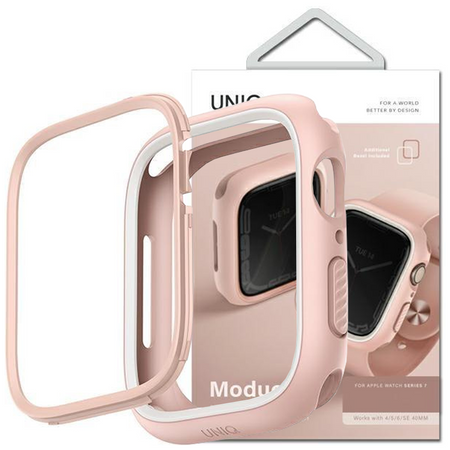 UNIQ etui Moduo Apple Watch Series  4/5/6/7/8/SE 44/45mm różowy-biały/blush-white