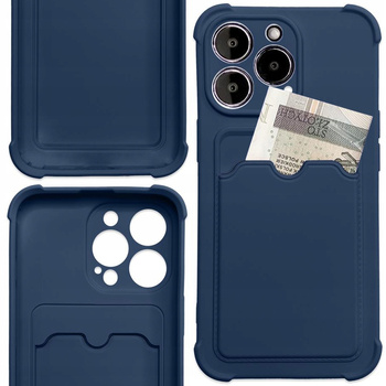 Card Armor Case etui pokrowiec do Samsung Galaxy A22 4G portfel na kartę silikonowe pancerne etui Air Bag granatowy