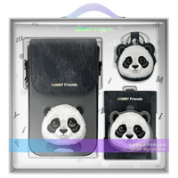 Nimmy Zestaw 3w1 torebka na telefon +    portfel + etui na lokalizator czarny/black Big Eyed Pet 2.0 Panda