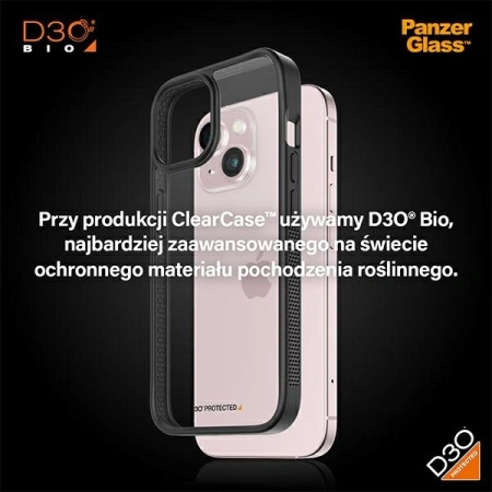 Etui PanzerGlass ClearCase na iPhone 15 z certyfikatem Military Grade - przezroczysto-czarne