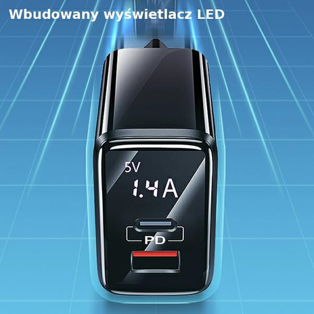 USAMS ŁADOWARKA SIECIOWA 1xUSB-C 1xUSB T40 DO APPLE DO LIGHTNING PD3.0