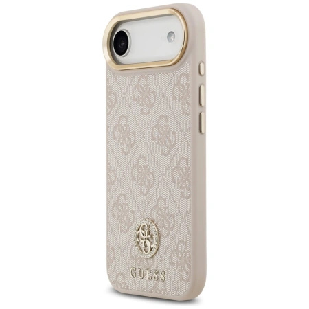 Etui Guess 4G Strass Logo & Big Strap Metal Buttons MagSafe na iPhone Air - różowe