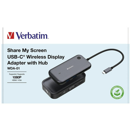 Verbatim Bezprzewodowy transmiter obrazu1080p Share My Screen czarny/black 32146