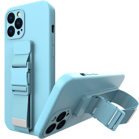 Rope case żelowe etui ze smyczą łańcuszkiem torebka smycz iPhone 12 niebieski