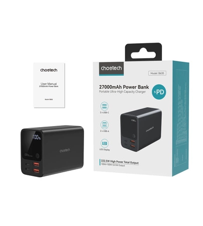 Powerbank Choetech B635BK 2xUSB-A / 2xUSB-C 27000mAh - czarny