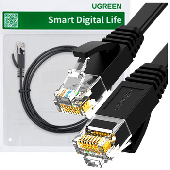 Ugreen płaski kabel sieciowy LAN Ethernet Cat. 6 8m czarny (NW102)