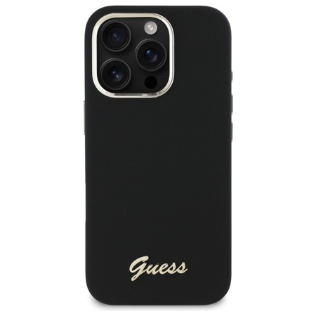 Guess GUHCP16LSMBSLK iPhone 16 Pro 6.3"  czarny/black hardcase Silicone Script Metal Logo & Frame