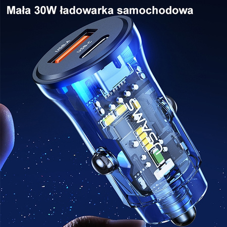 USAMS ŁADOWARKA SAMOCHODOWA 30W DO TELEFONÓW 1xUSB 1xUSB-C SZYBKI CHARGER