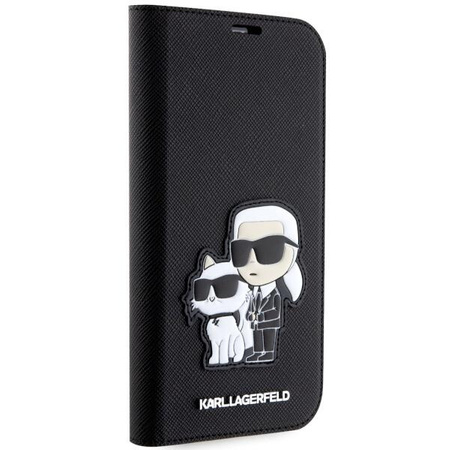 Etui Karl Lagerfeld KLBKP14LSANKCPK na iPhone 14 Pro bookcase - czarne Saffiano Karl&Choupette