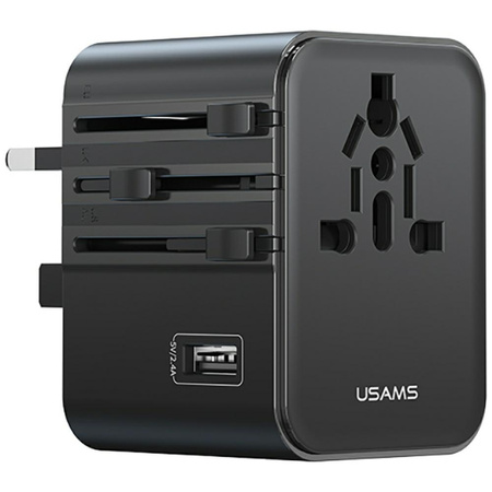 USAMS ŁADOWARKA SIECIOWA TRAVEL ADAPTER 17W DO US/AU/EU/UK Z USB-C USB-A
