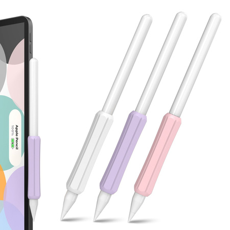 Stoyobe Silicone Holder zestaw uchwytów silikonowych dla Apple Pencil 1 / Apple Pencil 2 / Huawei M-Pencil różowy+fioletowy+biały (3 szt.)