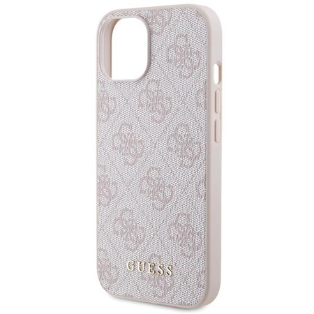 Etui Guess 4G Metal Gold Logo na iPhone 15 - różowe