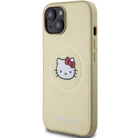 Etui Hello Kitty Leather Kitty Head MagSafe na iPhone 14 - złote