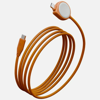 Kabel Energea Flow Duo Watch 2-w-1 USB-C do USB-C + ładowarka do Apple Watch 480Mb/s 60W 1.5m pomarańczowy