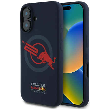 Etui Red Bull HC Silicone ORBR20 Logo    Red Lining do iPhone 16 MagSafe granatowy