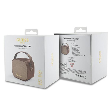 Guess głośnik Bluetooth GUWSB2P4SMW Speaker mini brązowy/bown 4G Leather Script Logo with Strap