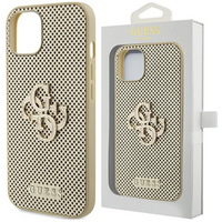 Etui Guess Perforated 4G Glitter do iPhone 15 - złote