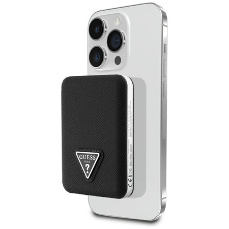 Powerbank indukcyjny Guess Grained       Triangle 5000mAh 15W USB-C MagSafe czarny