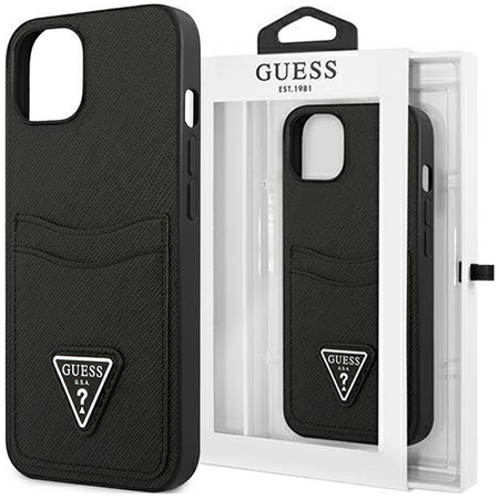 Guess GUHCP13SPSATPK iPhone 13 mini 5,4" czarny/black hardcase SaffianoTriangle Logo Cardslot