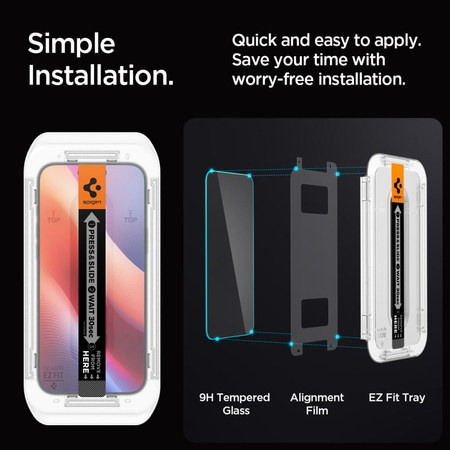 SPIGEN SZKŁO HARTOWANE GLAS.TR EZ FIT DO IPHONE 16 PRO Z ŁATWYM MONTAŻEM