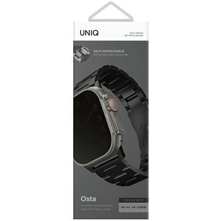 Etui Uniq pasek Osta na Apple Watch 42/44/45/ 49mm Series 1/2/3/4/5/6/7/8/SE/SE2/Ultra Stainless Steel - czarne