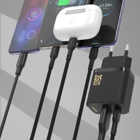 Ładowarka sieciowa Dudao A27MaxCEU PD QC 35W USB-A USB-C z kablem USB-C - czarna