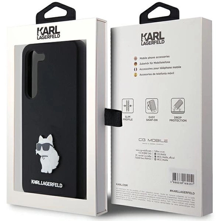Etui Karl Lagerfeld Silicone Choupette Metal Pin na Samsung Galaxy S23 - czarne