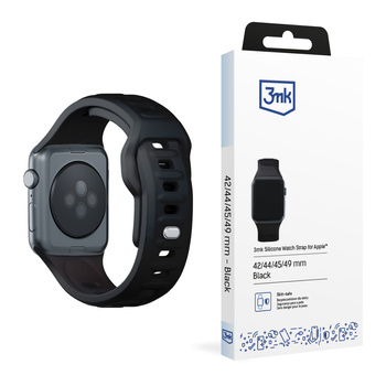 42/44/45/46/49 mm Black (big) - 3mk Silicone Watch Strap for Apple