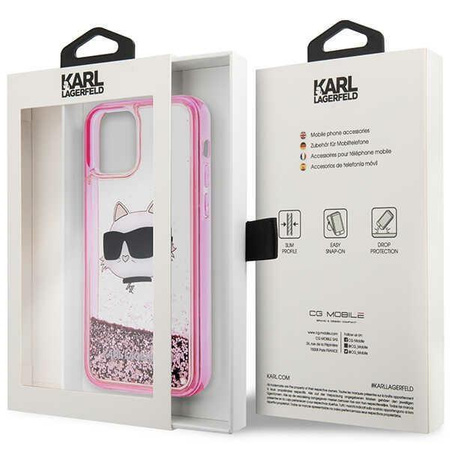 Etui Karl Lagerfeld KLHCP12MLNCHCP na iPhone 12/ 12 Pro - różowe Glitter Choupette Head