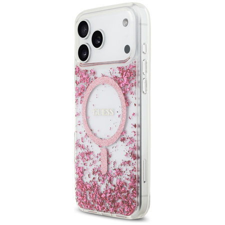 Etui Guess Resin Bottom Glitter MagSafe  do iPhone 17 Pro Max różowy