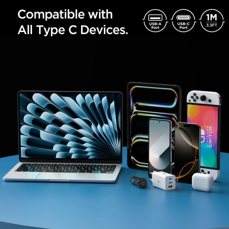 SPIGEN KABEL USB-A / USB-C 60W DO TELEFONÓW 100 CM SZYBKI PRZEWÓD