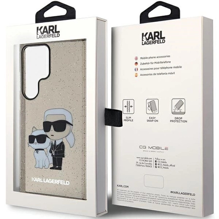 Etui Karl Lagerfeld Glitter Karl&Choupette na Samsung Galaxy S24 Ultra - czarne