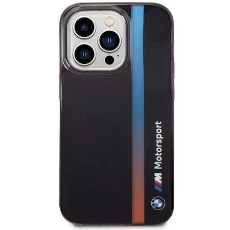 Etui BMW BMHCP14L22HVGV na iPhone 14 Pro - czarne IML Tricolor Stripe