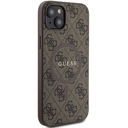 Etui Guess 4G Collection Leather Metal Logo MagSafe na iPhone 15 / 14 / 13 - brązowe