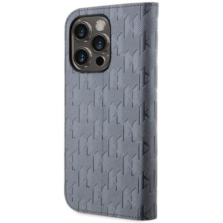 Etui Karl Lagerfeld Saffiano Monogram KLBKP14LSAKLHPG na iPhone 14 Pro - srebrne
