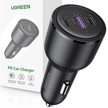 Ugreen ładowarka samochodowa 2x USB Typ C / 1x USB 69W 5A Power Delivery Quick Charge czarny (20467)