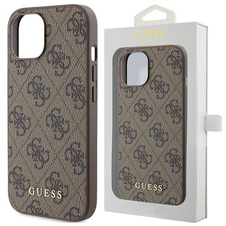 Etui Guess 4G Metal Gold Logo do iPhone 15 Pro - brązowe