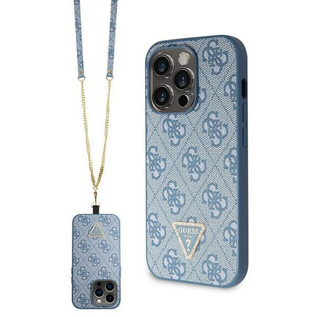 Guess GUHCP14XP4TDSCPB iPhone 14 Pro Max 6.7" niebieski/blue hardcase Crossbody 4G Metal Logo