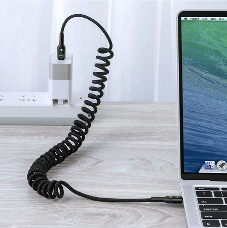 Mcdodo Omega Phone Cable Spring Fast LED USB Type-C PD 1.8m Black