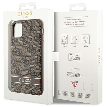 Etui Guess GUHCN61P4SNW na iPhone 11 / Xr - brązowe 4G Stripe