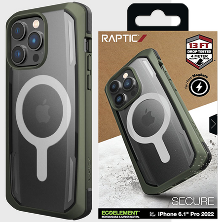 Raptic X-Doria Secure Case etui iPhone 14 Pro z MagSafe pancerny pokrowiec zielony