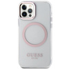 Etui Guess GUHMP12MHTRMP na iPhone 12 / iPhone 12 Pro - różowe Metal Outline Magsafe