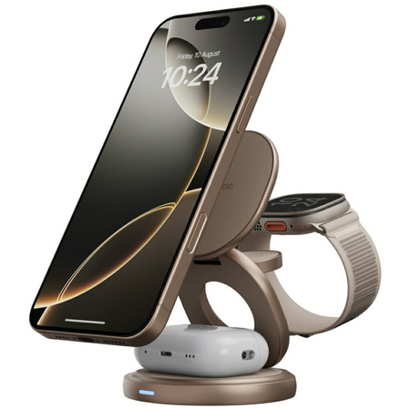 Ładowarka indukcyjna Bazic Gomag Gyre    składna z obrotową bazą 3w1 15W Fast Charging złoty