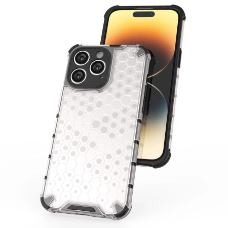 HURTEL ETUI PANCERNE HONEYCOMB DO IPHONE 14 PRO MAX PRZEZROCZYSTE HYBRYDOWE