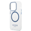 Guess GUHMP14LHTRMB iPhone 14 Pro 6,1" niebieski/blue hard case Metal Outline Magsafe