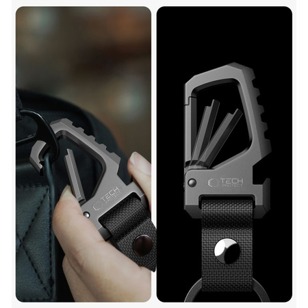 TECH-PROTECT CARABINER KEYCHAIN SLIDELOCK DO ZAWIESZENIA KLUCZY GUNMETAL