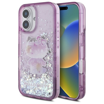HELLO KITTY ETUI HARDCASE DO IPHONE 16 6.1 LIQUID GLITTER 50TH ROZŚWIETLONY