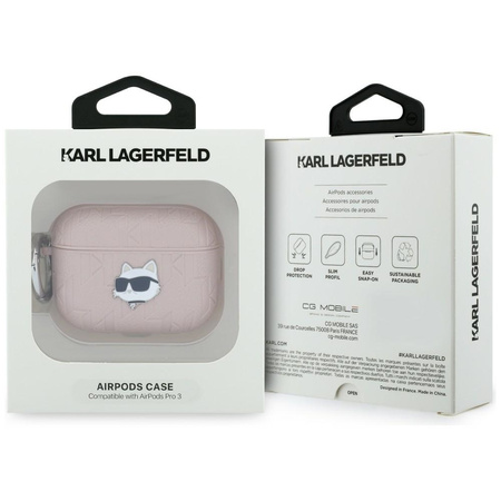 Etui Karl Lagerfeld Monogram Choupette   Head do AirPods Pro 3 różowy