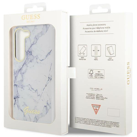 Etui Guess GUHCS23MPCUMAH S23+ S916 - białe Marble